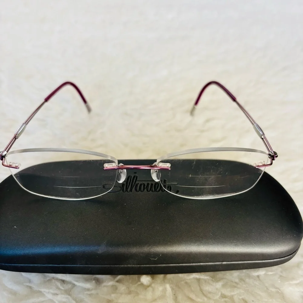 Silhouette Rimless Rose Gold/Burgundy 4299 40 6053 Eyeglasses Frame w/ Case